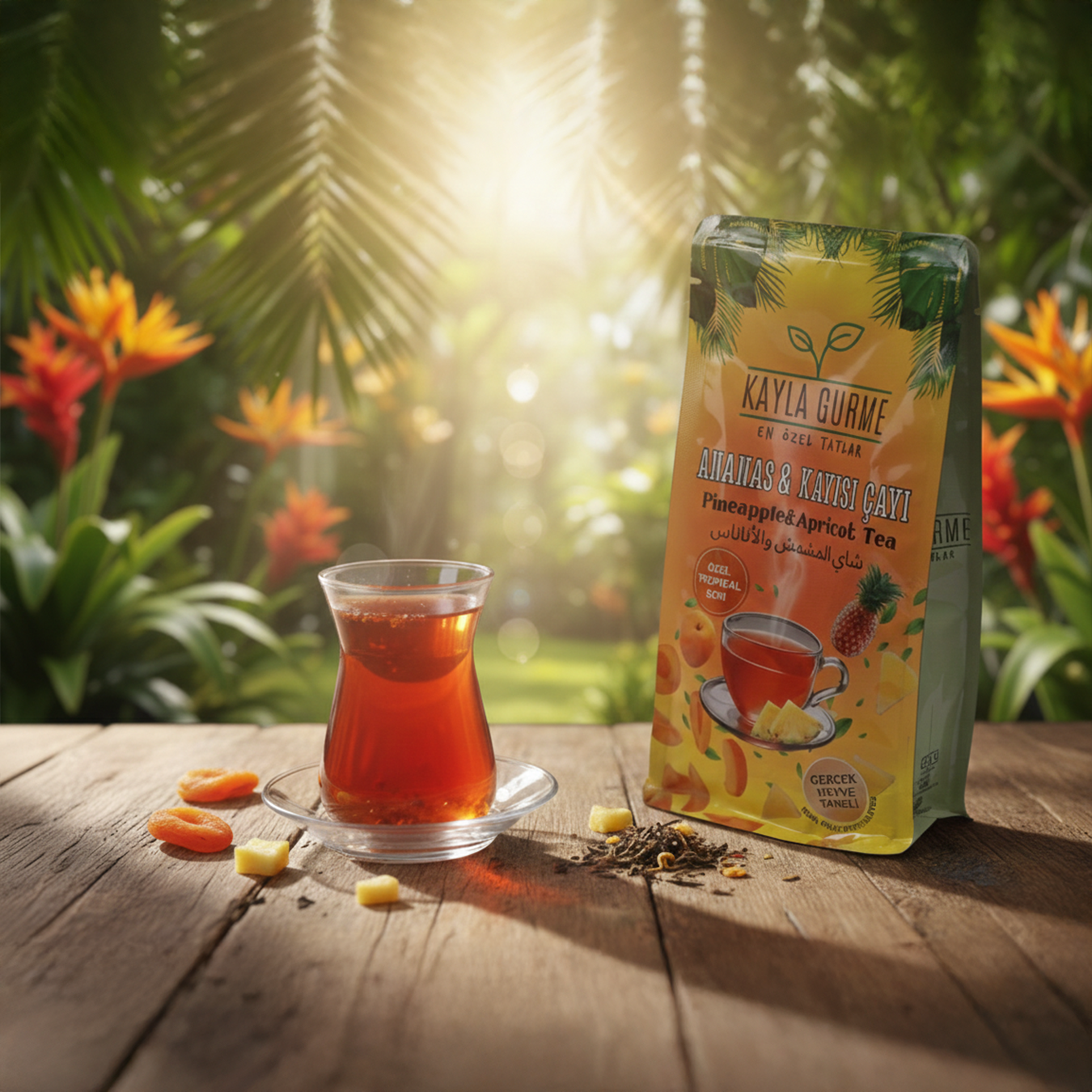 Kayla Gurme Ananas ve Kayısı Çayı | Gerçek Meyve Taneli, Dengeli ve Ferah İçim